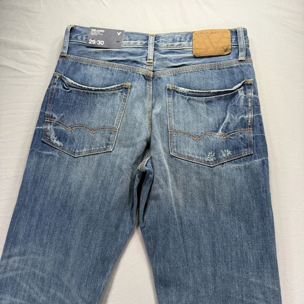 American Eagle Jeans Mens 29x30 Relaxed Fit Denim Straight Leg Work Pockets NWT